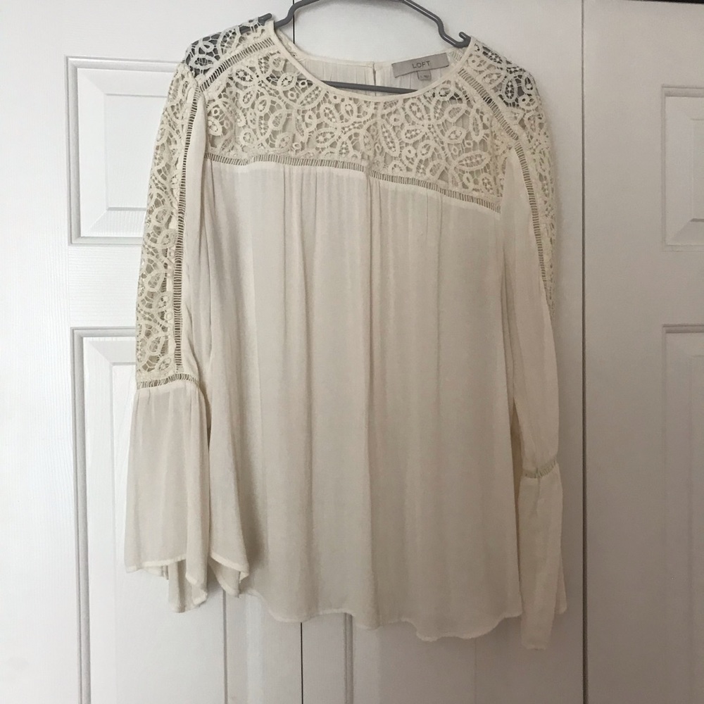 LOFT LACE BLOUSE LARGE WHITE CREAM
